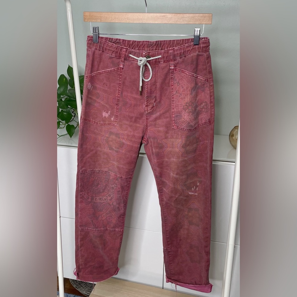 Anthropologie Pilcro Boho Artsy Patchwork High Rise Straight Leg Pants - Picture 3 of 13